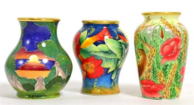 Lot 125 - Moorcroft pottery: a group of three enamels including Millennium vase, shape 869, limited...