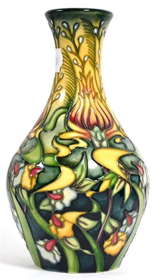 Lot 134 - A Moorcroft pottery ";Prarie"; pattern vase by Rachel Bishop, 21cm (boxed)