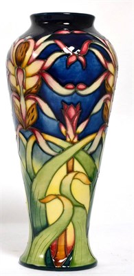 Lot 147 - Moorcroft pottery: a Lizard Orchid pattern vase, by Philip Gibson, MCC (Moorcroft Collectors Club)