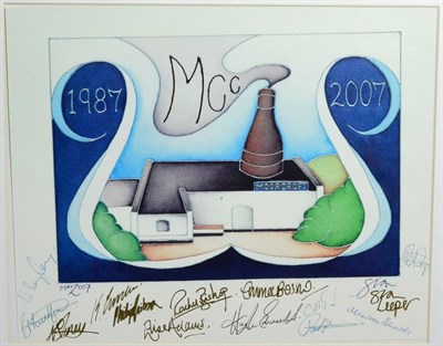 Lot 150 - A Moorcroft Collectors Club twenty years celebration print signed by a number of designers...