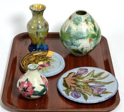 Lot 155 - Cobridge pottery: a group of items comprising; an Autumn Dawn tea pot stand and a Crocus...