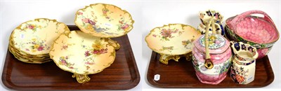 Lot 163 - A Royal Worcester blush ivory part dessert service (two comports with cracks), together with Maling