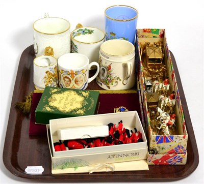 Lot 164 - A group of Royal Commemorative Wares including a model of the royal coach, felt figures etc