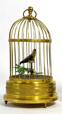 Lot 168 - A 20th century brass musical bird in cage automata