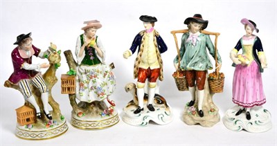 Lot 170 - A pair of Sitzendorf china figure, a pair of Spode china figures  and a Dresden style figure group