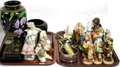 Lot 171 - Eight Lladro porcelain figures, together with a group of Goebel Hummel figures, a set of postal...