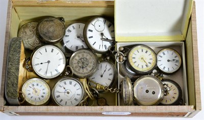 Lot 242 - Fourteen ladies fob watches and a silver watch chain