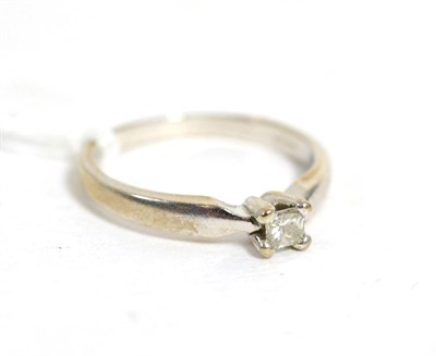 Lot 249 - An 18ct white gold princess cut diamond solitaire ring, estimated diamond weight 0.15 carat...