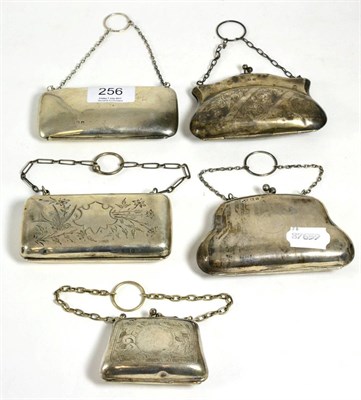 Lot 256 - Five ladies silver purses