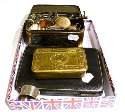 Lot 309 - A group of miscellaneous including silver pocket watches, Parker pen, coins, Princess Mary tin,...