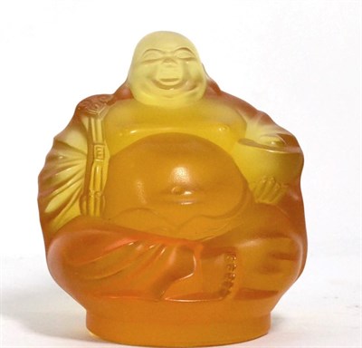 Lot 331 - A Lalique Happy Buddha amber glass model, limited edition of 888, with box