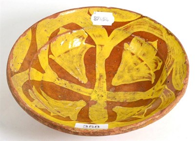 Lot 358 - A yellow glazed probably Continental bowl