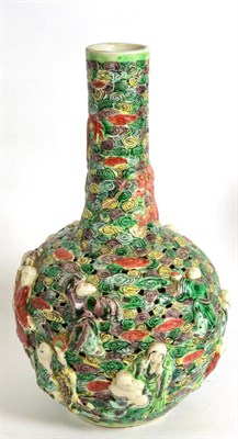 Lot 361 - A Chinese famille verte reticulated bottle vase, six character seal mark to base