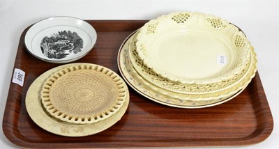 Lot 368 - Five creamware plates and a dish titled 'Willington's Return'