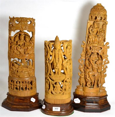 Lot 369 - Three Sandalwood figure groups