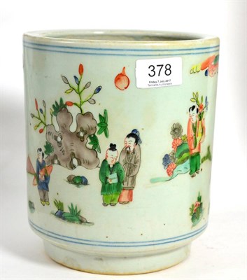 Lot 378 - A famille vert cylindrical pot