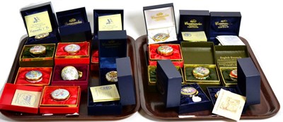 Lot 384 - Twenty one 20th century boxed enamel boxes, mostly by Crummles, various designs and editions (21)