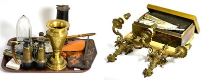 Lot 390 - A quantity of collectables including binoculars, miner's lamp, fans etc