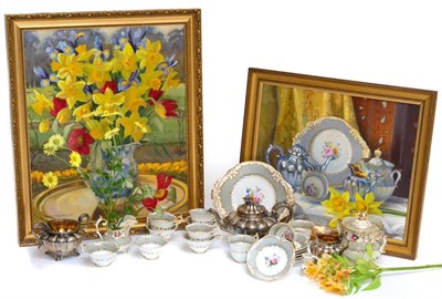 Lot 397 - Horace Stead Blakey, A R C A, still life of a tea service and daffodils, oil, signed and dated...