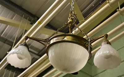 Lot 416 - An Edwardian pendant light fitting, lacks one shade