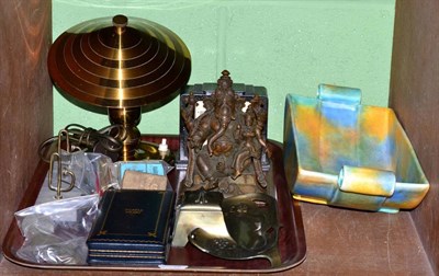 Lot 445 - Miscellaneous items including a French Art Deco style clock, a table lamp, an Art Nouveau Style...