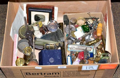 Lot 447 - A large group of assorted small collectable's to include: whistles, matchbox holders, money...