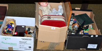 Lot 450 - Assorted collectibles to include model planes, record player, German doll, Lesney and Dinky...