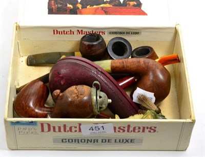 Lot 451 - A group of pipes including Meerschaum, silver collared example, circa 1912