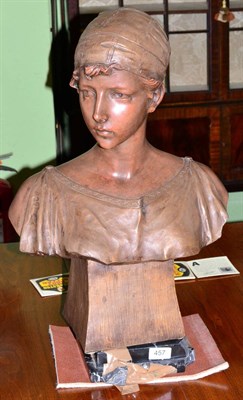 Lot 457 - A reproduction bust after R. Aurili of a young woman, with separate marble base