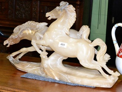 Lot 464 - A large hardstone carving of a pair of galloping horses