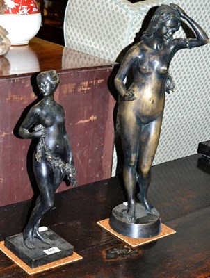 Lot 467 - A reproduction cast figure of a nude female and another holding a garland (2)