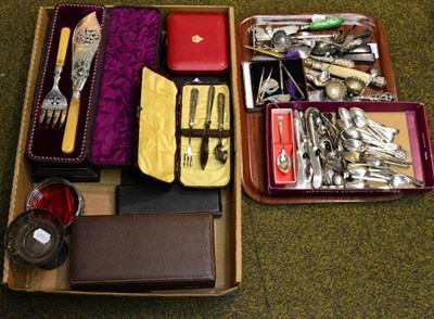 Lot 480 - A group of assorted silver flatware, silver plated flatware and other items, to include; a quantity