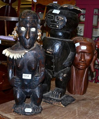 Lot 1014 - Three 20th century African carved tribal figures (3)