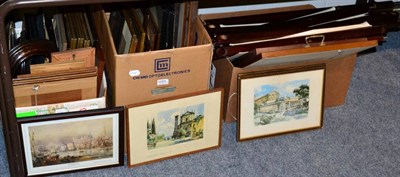 Lot 1053 - A group of framed articles including samplers, needlepoints, watercolours, (in three boxes)...