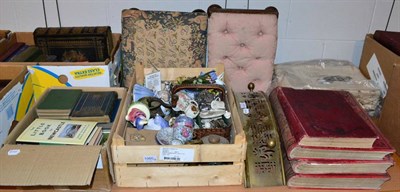 Lot 1060 - Miscellaneous including two footstools, various ceramics including Beatrix Potter musical...