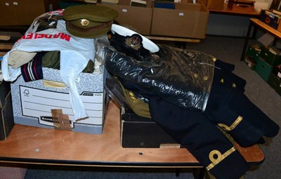 Lot 1067 - Three naval uniforms, an army cadet officer's uniform and some uniform accessories etc