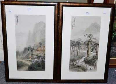 Lot 1074 - A pair of oriental framed watercolours