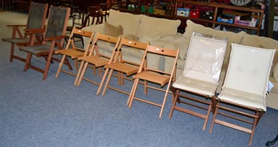 Lot 1089 - Two pairs of outdoor chairs and a set of four folding chairs (8)