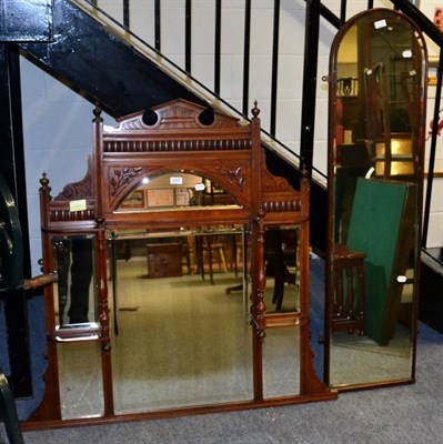 Lot 1099 - A late 19th century over mantle mirror and an arched full length mirror (2)