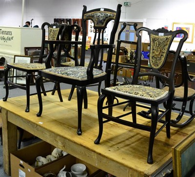 Lot 1144 - A child's caned Bentwood rocking chair; a chinoiserie folding cake stand and a set of four...