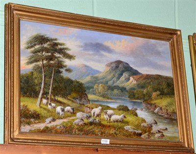 Lot 1155 - M Goodman (early 20th century) sheep at rest beside a stream, signed and dated 1910, oil on canvas