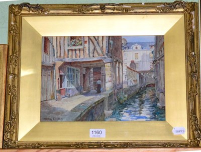 Lot 1160 - Thomas Ellison (British 1866-1942) Figure by canal, watercolour, signed (lower left) 28cm by 31cm