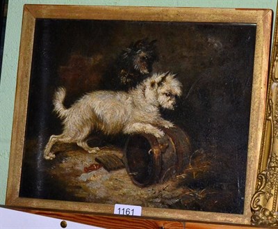 Lot 1161 - Manner of George Armfield (1808-1893), Terriers ratting in a barn, oil on panel