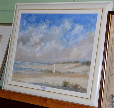 Lot 1165 - Miles Fairhurst (born 1955), oil on panel, beach scene with figures, 39.5cm by 49.5cm