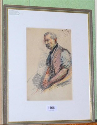 Lot 1166 - John Atkinson (1863-1924), study of a man, pencil and crayon, 26.5cm by 17cm