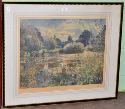 Lot 1171 - After Sir Alfred Munnings, The Full River, reproduction print, published by Frost & Reed, signed in