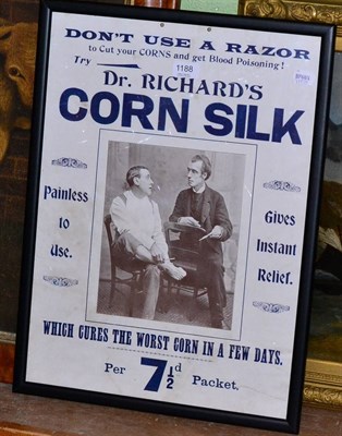 Lot 1188 - Dr Richards Corn Silk advertising poster