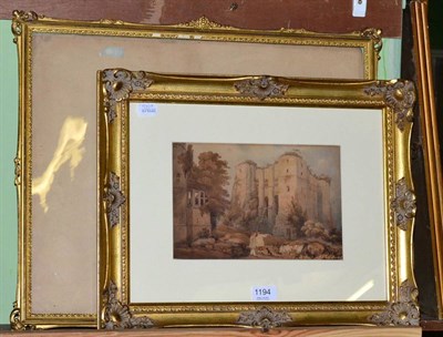 Lot 1194 - Manner of John Varley (1778-1842), Figures before Newark Castle, watercolour