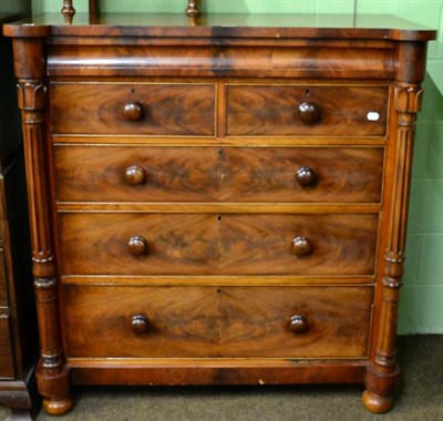 Lot 1222 - A Victorian mahogany four height chest of drawers with fluted pillars