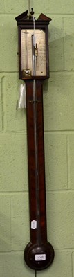 Lot 1228 - A mahogany stick barometer, signed Manticha & Co, circa 1820, broken arched pediment, exposed...